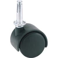 Black Draper nylon castor, 40mm diameter, with metal stem and smooth wheel design, supports up to 25kg.