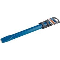 Blue Draper octagonal shank cold chisel, 25 x 250mm, with display packaging and a flat cutting edge.