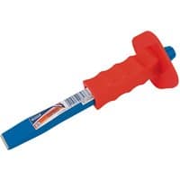 Blue Draper cold chisel with red octagonal shank and hand guard, 25 x 250mm size, sold loose.