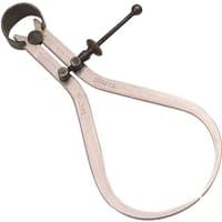 Silver Draper outside spring calipers, 150mm, with curved legs and adjustable screw mechanism.