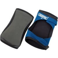 Blue and black Draper rubber knee pads with adjustable straps and cushioned inner lining.