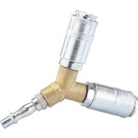 Draper PCL Twin Standard Coupling with two silver male couplings and a brass tailpiece in a Y-shape configuration.