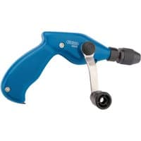 Blue Draper pistol grip hand drill, 8mm, with black chuck and ergonomic handle.