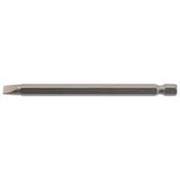 Draper plain slot insert bit, 6mm, silver, 100mm long, 1/4" hex shank, single pack.