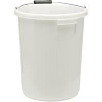 White Draper plasterer's mixing bucket, 25L, with metal handle and black grip, cylindrical shape with side handles.