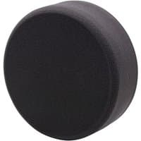 Black Draper polishing sponge, 150mm diameter, soft texture, cylindrical shape with smooth edges.