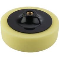 Draper coarse polishing sponge, 150mm, M14, with yellow foam pad and black central attachment.