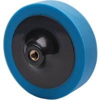 Blue Draper polishing sponge, 150mm, M14 thread, medium grit, with black center hub.