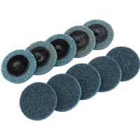 Draper Polycarbide Abrasive Pads, 50mm, blue with black centers, fine grit, pack of 10.