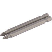 Two silver Draper PZ Type Insert Bits, 1/4" hex, 75mm long, No.1 size, with pointed tips and hexagonal bases.