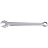 Silver Draper Redline 9mm metric combination spanner with open and ring ends, sleek and polished finish.