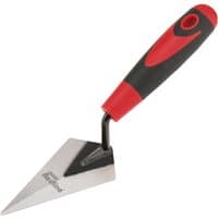 Draper Redline pointing trowel, 125mm, with a red and black soft grip handle and a pointed steel blade.