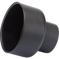 Black Draper reducing adaptor with wide 100mm end tapering to 58mm, smooth matte finish.