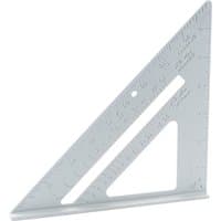 Silver Draper roofer's square, 178 x 180mm, with engraved measurements and triangular shape.