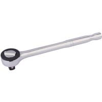 Silver Draper round head reversible ratchet, 1/2" square drive, with a smooth handle and black circular grip.