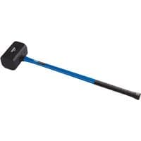 Black Draper rubber dead blow hammer with blue fibreglass shaft and textured grip handle, 3.6kg/128oz.