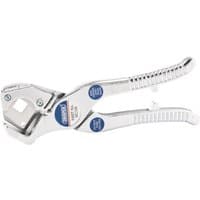 Silver Draper rubber hose and pipe cutter with ergonomic handles and adjustable blade, 6-25 mm capacity.