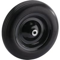 Black Draper rubber wheel, 360mm diameter, with grooved tread and metal hub.