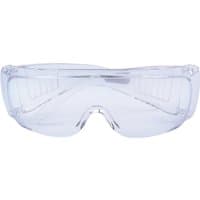 Clear Draper safety glasses with wraparound design and side shields for eye protection.