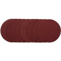 Pack of 10 Draper sanding discs, 200mm, 40 grit, dark red, round shape, textured surface.