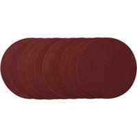 Pack of 10 round red Draper sanding discs, 230mm diameter, 80 grit.