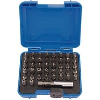 Blue Draper Security Screwdriver Bit Set, 43 pieces with various metal bits in a compact plastic case.