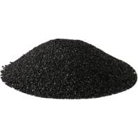 Black fine grit pile, Draper Shot Blasting Grit, 25kg bag, textured surface.