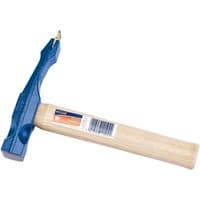 Blue Draper single ended scutch hammer with wooden handle and replaceable chisel tip.