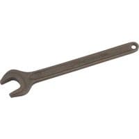 Gray Draper single open end spanner, 15mm, with a long handle and hole at the end for hanging.