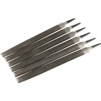 Set of six Draper smooth cut half round files, 300mm long, with tapered ends and textured surfaces for metalwork.