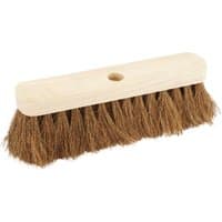 Draper Soft Coco Broom Head, 300mm, with natural brown bristles and a light wooden block with a central hole.