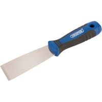 Draper chisel tool with 38mm steel blade and blue soft grip handle with black accents.