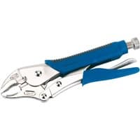 Silver Draper pliers with blue soft grip handles and curved jaws, 230mm length.