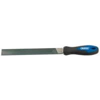 Draper 200mm engineer's hand file with a black and blue soft grip handle.