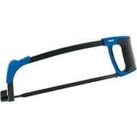 Blue and black Draper hacksaw with soft grip handle, 300mm blade, and 24 teeth per inch.