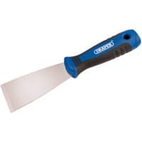 Blue and black Draper soft grip stripping tool with 50mm stainless steel blade and ergonomic handle.