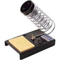 Draper Soldering Iron Stand with coiled metal holder, black base, and sponge pad.