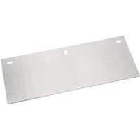 Rectangular silver Draper spare blade for 12" floor scraper with two mounting holes.