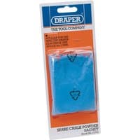 Blue Draper spare chalk powder sachet in clear plastic packaging with orange and white label for chalk lines.