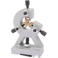 Silver Draper Steady Rest with adjustable screws and brass rollers, designed for supporting workpieces on lathes.