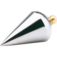 Steel Draper plumb bob, 130g, conical shape with a pointed tip and a brass cap.