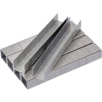 Draper steel staples, silver, 10 x 11.3mm, rectangular shape, pack of 1000, neatly stacked.