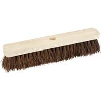 Draper Stiff Bassine Broom Head, 450mm, with natural wood block and dense brown bristles.