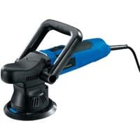 Blue and black Draper Storm Force 125mm dual action polisher with ergonomic handle and power cord.