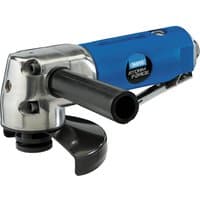 Blue Draper Storm Force air angle grinder, 100mm, with silver metal head and black side handle.