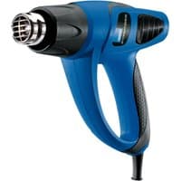 Blue Draper Storm Force heat gun, 1800W, with ergonomic handle and black vented nozzle.