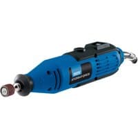 Blue Draper Storm Force rotary multi-tool with black grip, 135W motor, and sanding attachment.