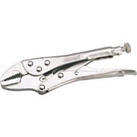 Silver Draper straight jaw self grip pliers, 190mm, with adjustable screw and locking mechanism.