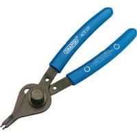 Black Draper straight nose reversible circlip pliers with blue rubber grips and metal pivot joint.