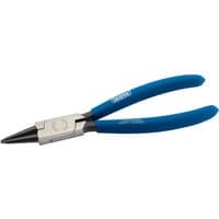 Draper straight tip internal circlip pliers, 180mm, with blue rubber grips and silver metallic jaws.